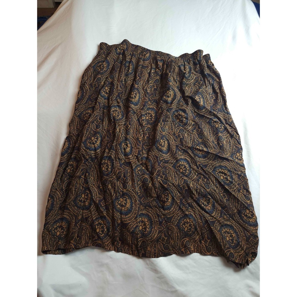 Vtg 90s Sag Harbor Skirt 20W Paisley Whimsigoth Grannycore Earthy Festivalwear - Picture 6 of 7